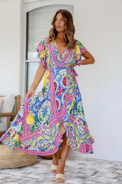 Ava Wrap Dress - Lemon - LT3