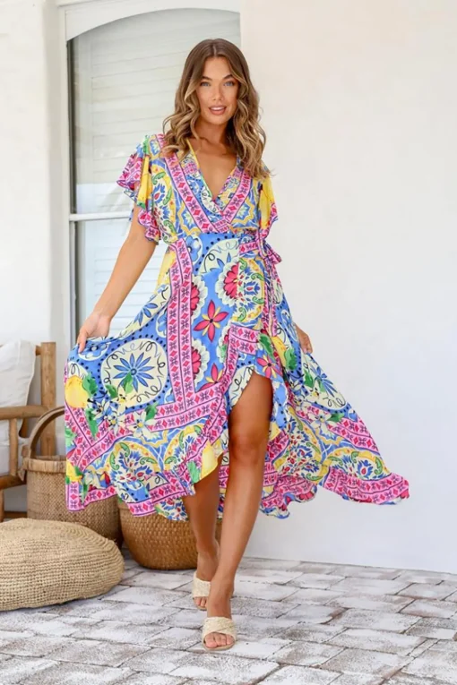 Ava Wrap Dress - Lemon - LT3