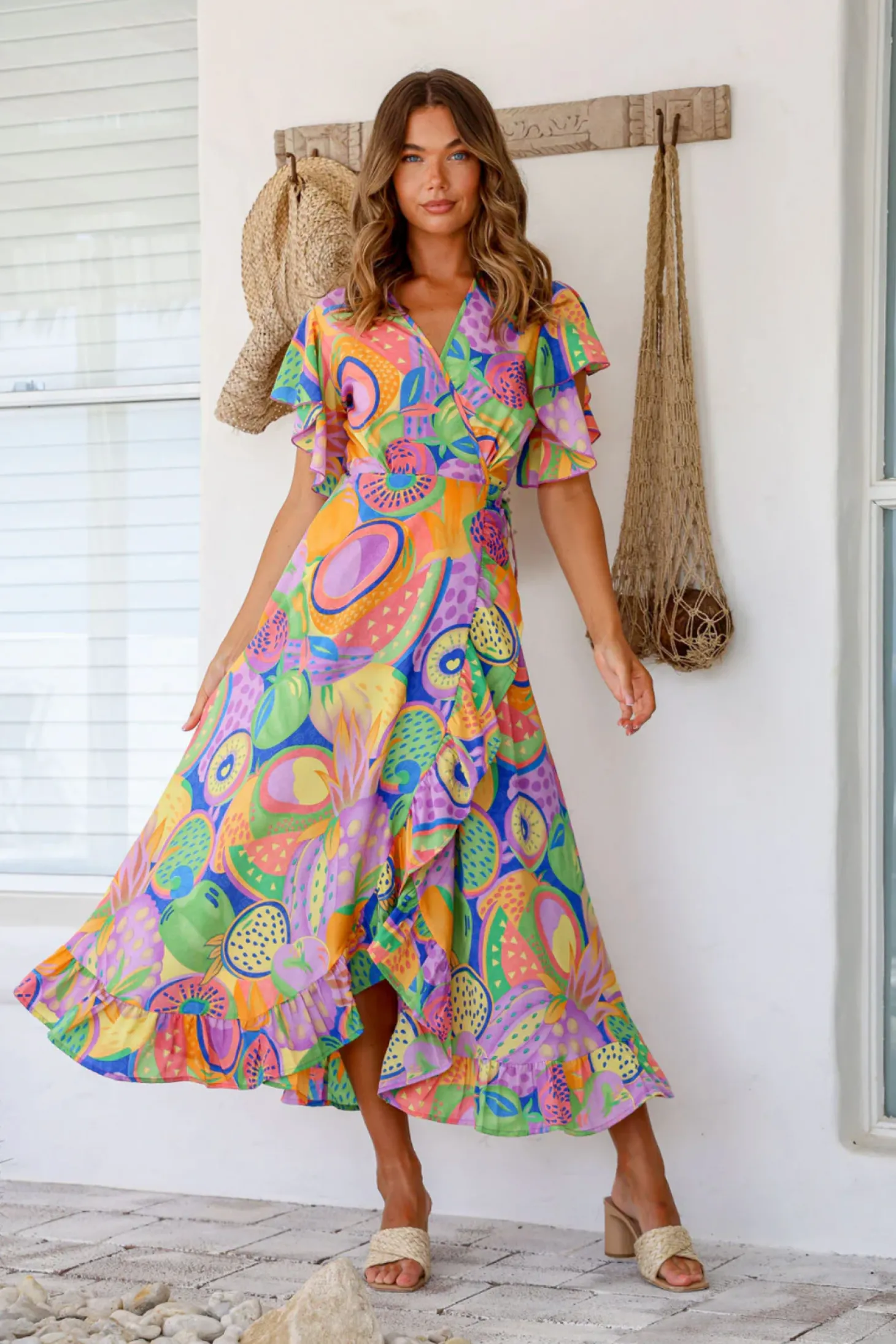 Ava Wrap Dress - Melon - LT3