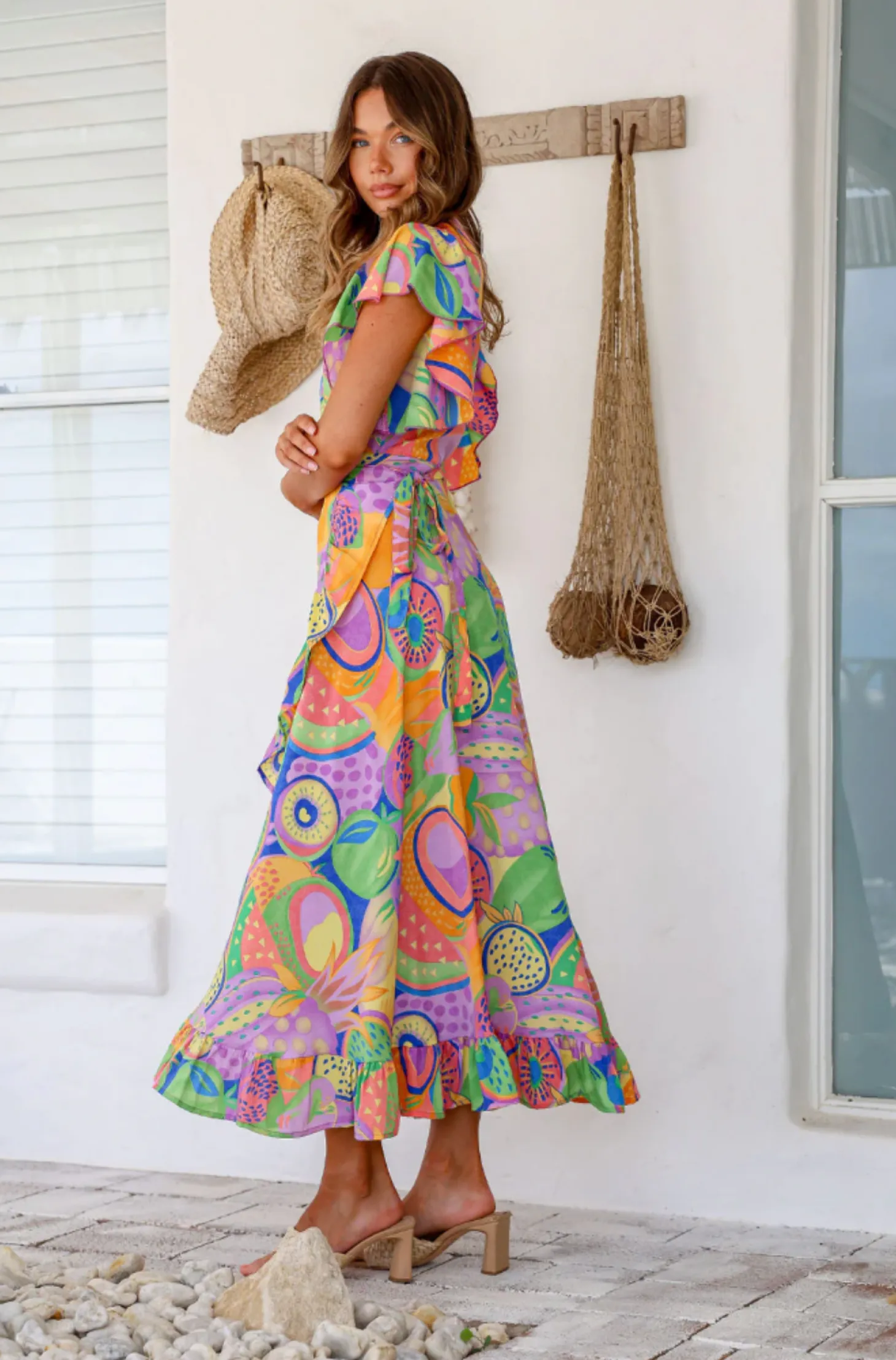 Ava Wrap Dress - Melon - LT3