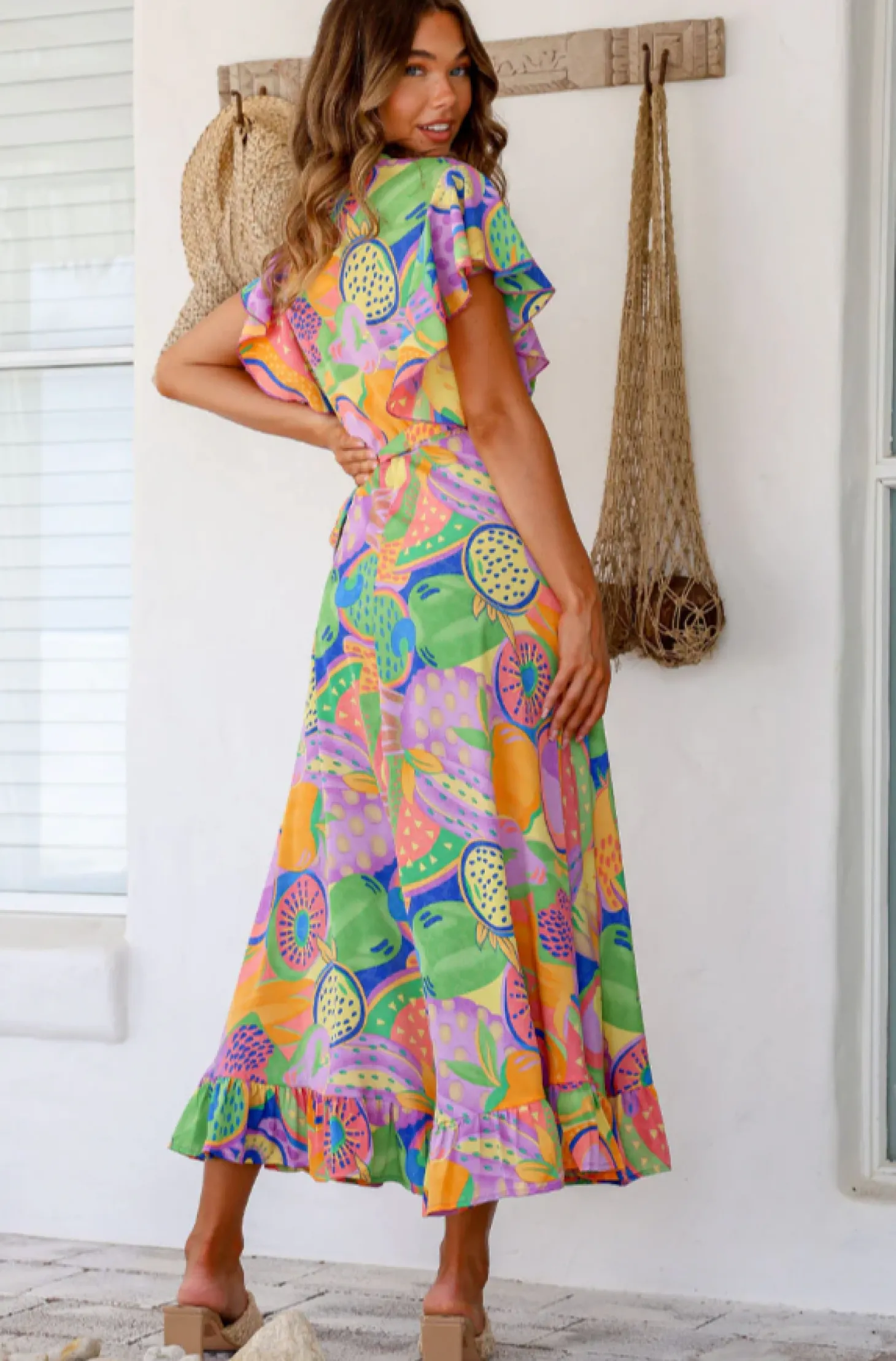 Ava Wrap Dress - Melon - LT3