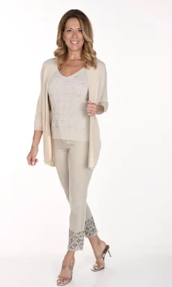 Beige Ankle Detail Jeans - FL277