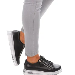 Black Tatter Leather Sneaker - RS3