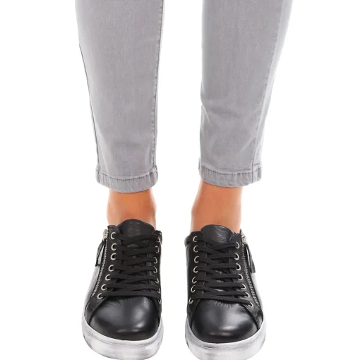 Black Tatter Leather Sneaker - RS3