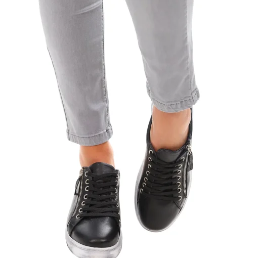 Black Tatter Leather Sneaker - RS3