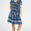 Blakely Shirred Dress - Navy - LL45