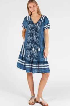 Blakely Shirred Dress - Navy - LL45