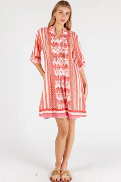 Blakely Tucked Dress - Melon - LL48