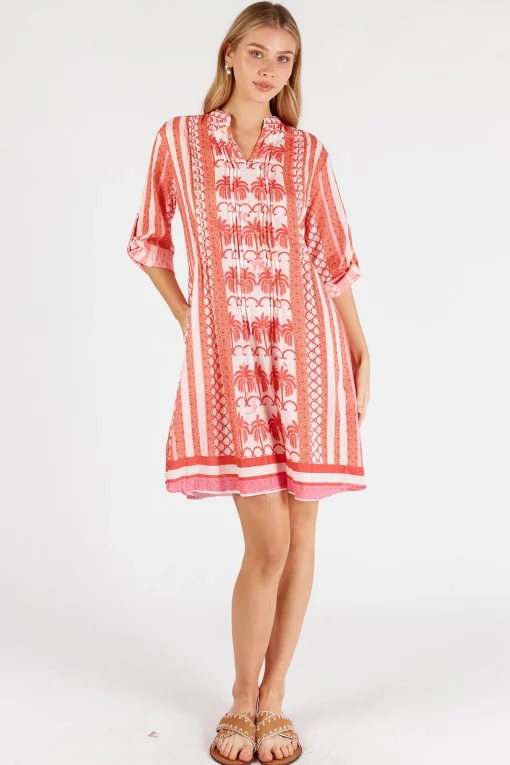 Blakely Tucked Dress - Melon - LL48