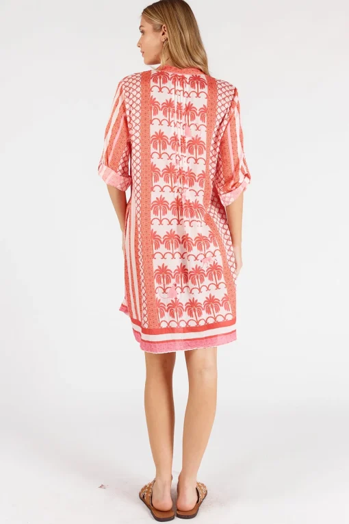 Blakely Tucked Dress - Melon - LL48