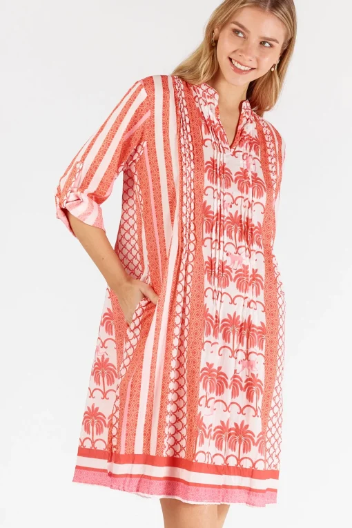 Blakely Tucked Dress - Melon - LL48