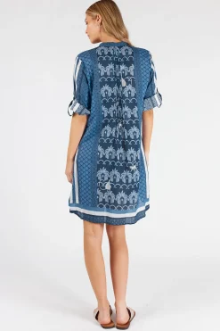 Blakely Tucked Dress - Navy - LL48