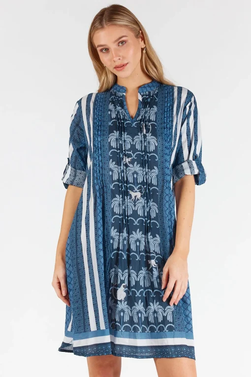 Blakely Tucked Dress - Navy - LL48