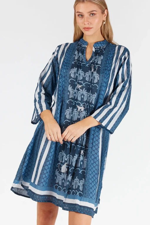 Blakely Tucked Dress - Navy - LL48