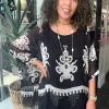 Blossom Print Top - Black/White - CG35