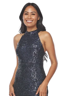 Calista Sequin Dress - Navy - Z26