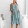 Camilla Linen Dress - Blue - IC46