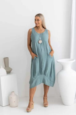 Camilla Linen Dress - Blue - IC46