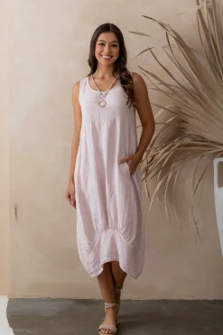 Camilla Linen Dress - Blush - IC46