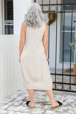 Camilla Linen Dress - Sand - IC46