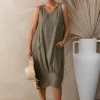 Camilla Linen Dress - Slate - IC46