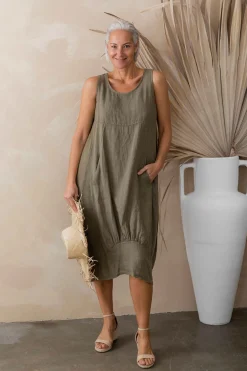 Camilla Linen Dress - Slate - IC46