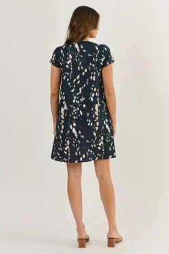 Cap Sleeve Linen Dress - Universe - OJ3