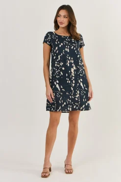 Cap Sleeve Linen Dress - Universe - OJ3