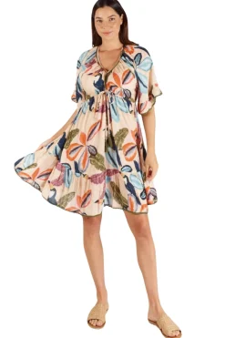 Cayman Tie Dress - Print - LS1