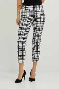 Checked Cropped Pants - Black & White - JR123