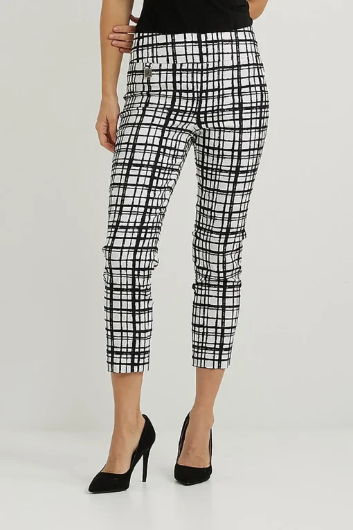 Checked Cropped Pants - Black & White - JR123