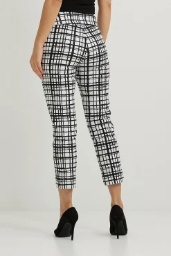 Checked Cropped Pants - Black & White - JR123