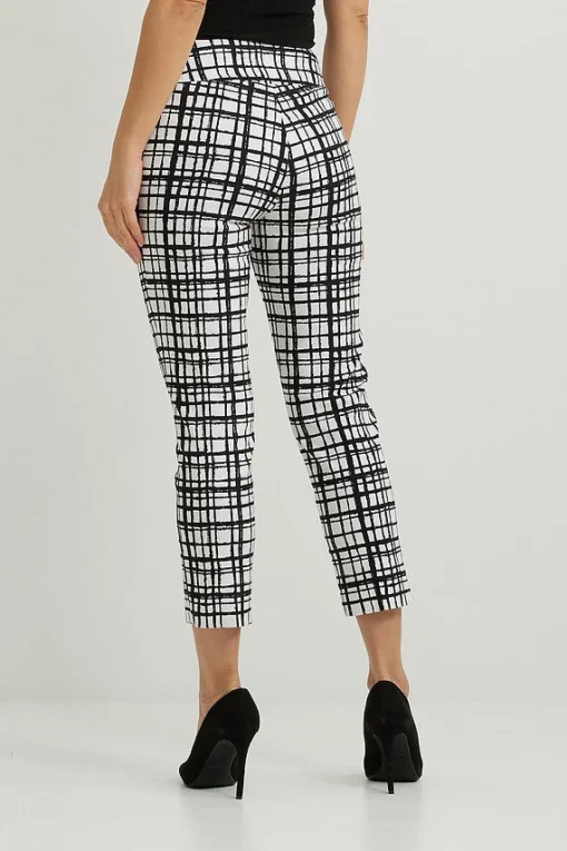 Checked Cropped Pants - Black & White - JR123