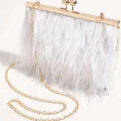 Cher Feather Floaty Clutch - White - AD13