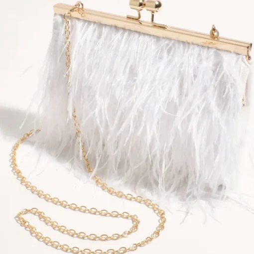 Cher Feather Floaty Clutch - White - AD13