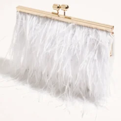 Cher Feather Floaty Clutch - White - AD13