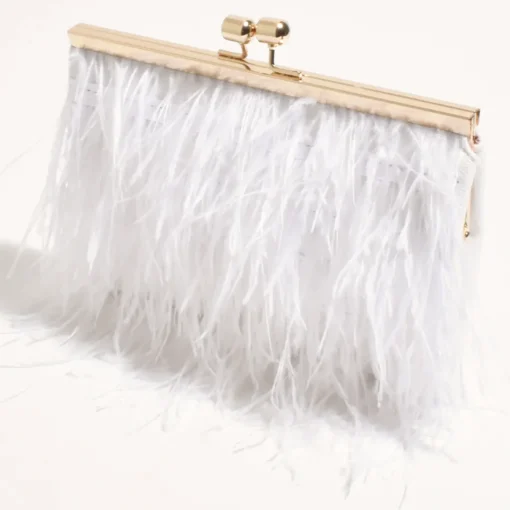 Cher Feather Floaty Clutch - White - AD13