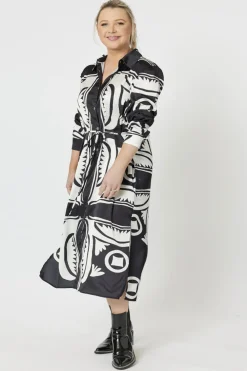 Chic Print Dress - Black - HV36
