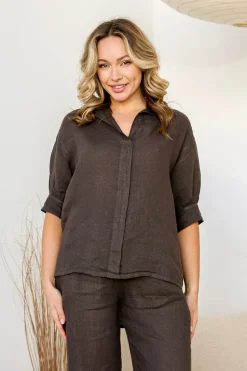Colazione Linen Top - Chocolate - FA23