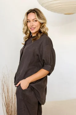 Colazione Linen Top - Chocolate - FA23