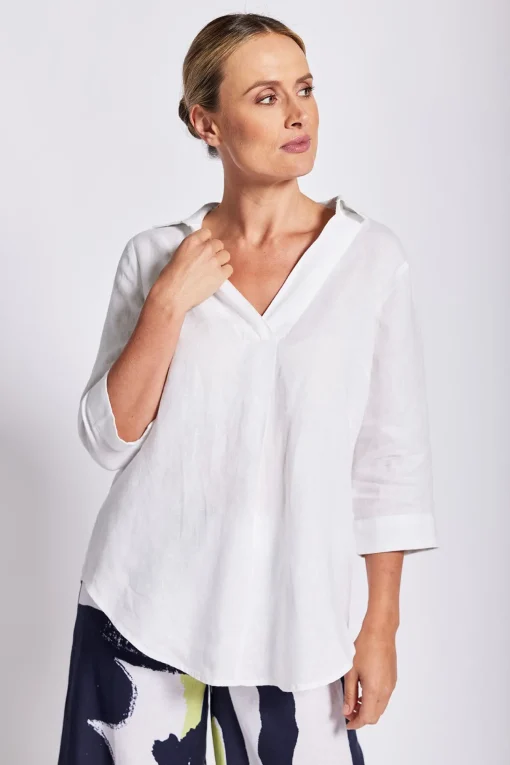 Collared Tunic Top - White - SS12