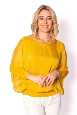 Constance Silk Batwing Top - Gold - TIC16