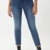 Cropped Jeans With Rolled Hem - Denim - JR28