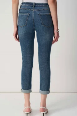 Cropped Jeans With Rolled Hem - Denim - JR28