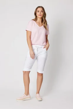 Crushed Jean Short | White | TZ50