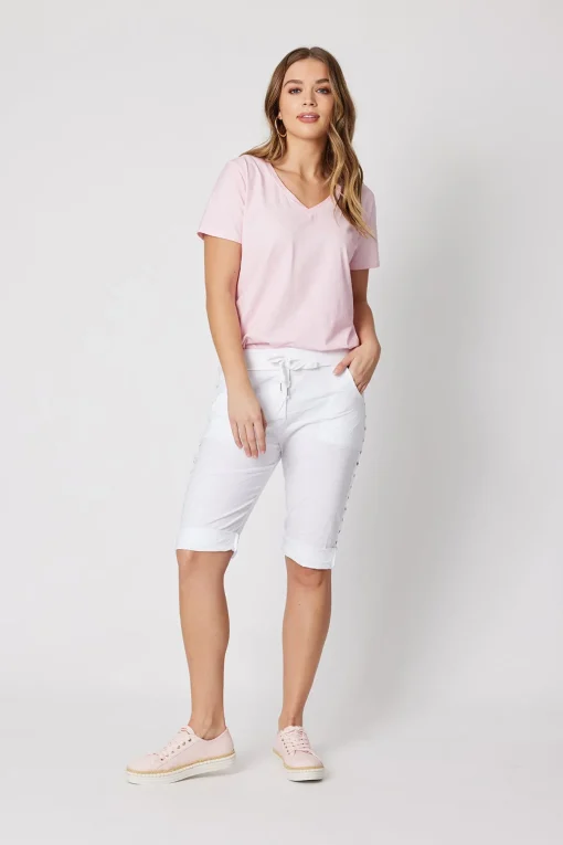 Crushed Jean Short | White | TZ50