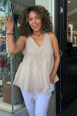 Daisy Sleeveless Top - Natural - CG46