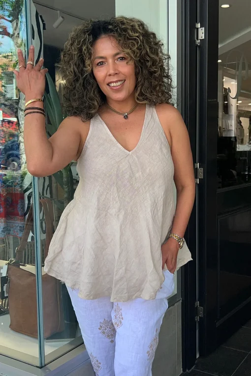 Daisy Sleeveless Top - Natural - CG46