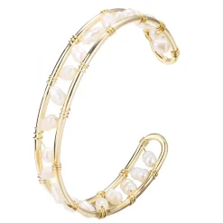 Deborah Freshwater Pearl Bangle - Gold