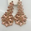 Dropped Floral Jewelled Earrings - Champagne - AD1